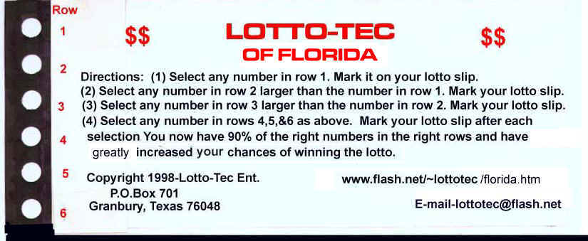 Win the Florida lotto with
the Lotto-Tec system.